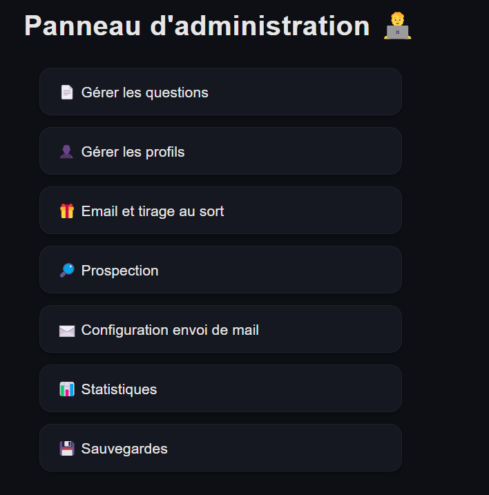 Administration du Quizomètre